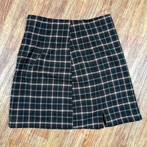 Brandy Melville Plaid Mini Skirt Brown Tan Checkered 90s Y2K Preppy Style Small